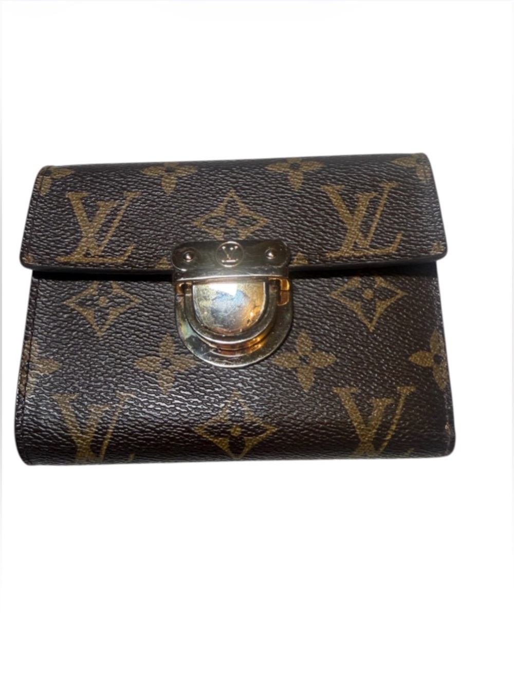 Louis Vuitton Monogram Compact Wallet in Dark Brown with Gold Hardware